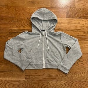 Shein Gray Cropped zip-up hoodie, size S